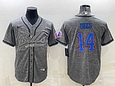 Men's Buffalo Bills #14 Stefon Diggs Gray With Patch Cool Base Stitched Baseball Jersey,baseball caps,new era cap wholesale,wholesale hats